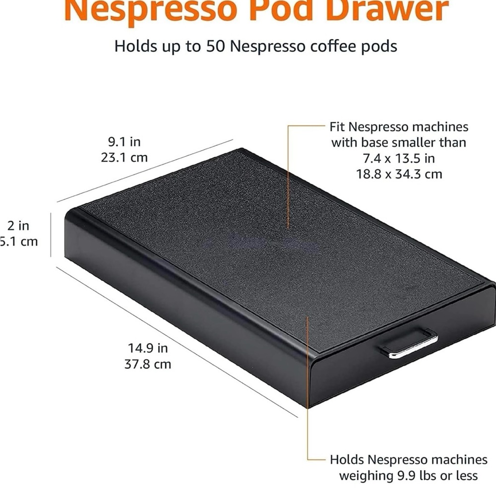 Coffe pot storage drawer for Nespreso Capsules(Amazon Basics)